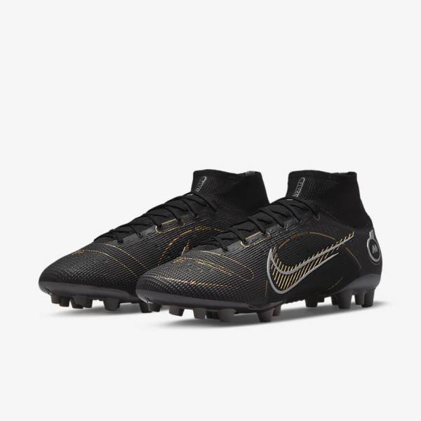 Black / Metal Silver / Grey / Metal Gold Nike Mercurial Superfly 8 Elite AG Artificial-Grasss Women's Football Shoes | NK348RKJ