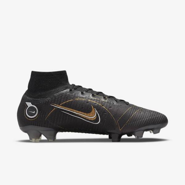 Black / Metal Silver / Grey / Metal Gold Nike Mercurial Superfly 8 Elite FG Firm-Grounds Women's Football Shoes | NK520VZH