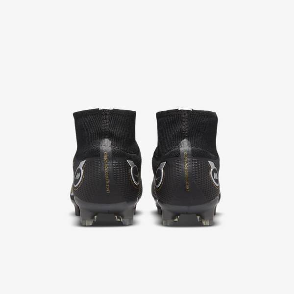 Black / Metal Silver / Grey / Metal Gold Nike Mercurial Superfly 8 Elite FG Firm-Grounds Women's Football Shoes | NK520VZH