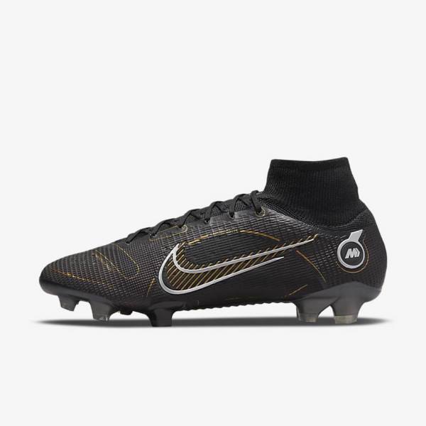 Black / Metal Silver / Grey / Metal Gold Nike Mercurial Superfly 8 Elite FG Firm-Grounds Women\'s Football Shoes | NK520VZH