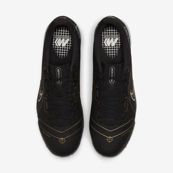 Black / Metal Silver / Grey / Metal Gold Nike Mercurial Vapor 14 Academy TF Turf Women's Football Shoes | NK530XDW