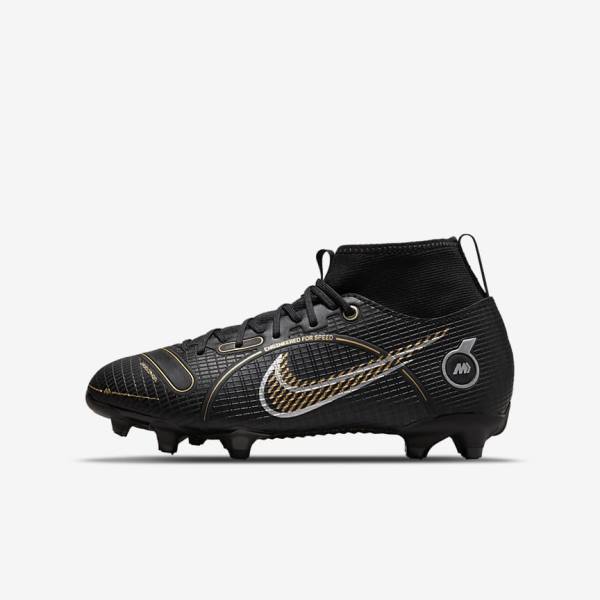 Black / Metal Silver / Grey / Metal Gold Nike Jr. Mercurial Superfly 8 Academy MG Older Multi-Ground Kids\' Football Shoes | NK574PAI