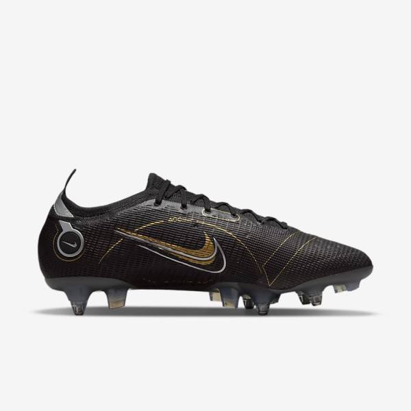 Black / Metal Silver / Grey / Metal Gold Nike Mercurial Vapor 14 Elite SG-PRO Anti-Clog Traction Soft-Grounds Women's Football Shoes | NK672LPJ