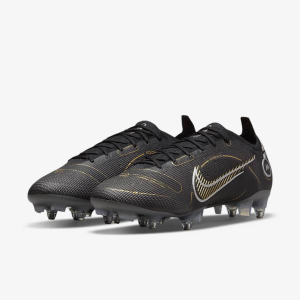 Black / Metal Silver / Grey / Metal Gold Nike Mercurial Vapor 14 Elite SG-PRO Anti-Clog Traction Soft-Grounds Women's Football Shoes | NK672LPJ