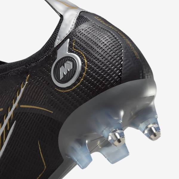 Black / Metal Silver / Grey / Metal Gold Nike Mercurial Vapor 14 Elite SG-PRO Anti-Clog Traction Soft-Grounds Women's Football Shoes | NK672LPJ