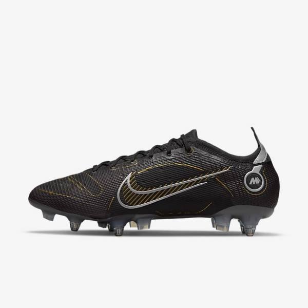 Black / Metal Silver / Grey / Metal Gold Nike Mercurial Vapor 14 Elite SG-PRO Anti-Clog Traction Soft-Grounds Women\'s Football Shoes | NK672LPJ