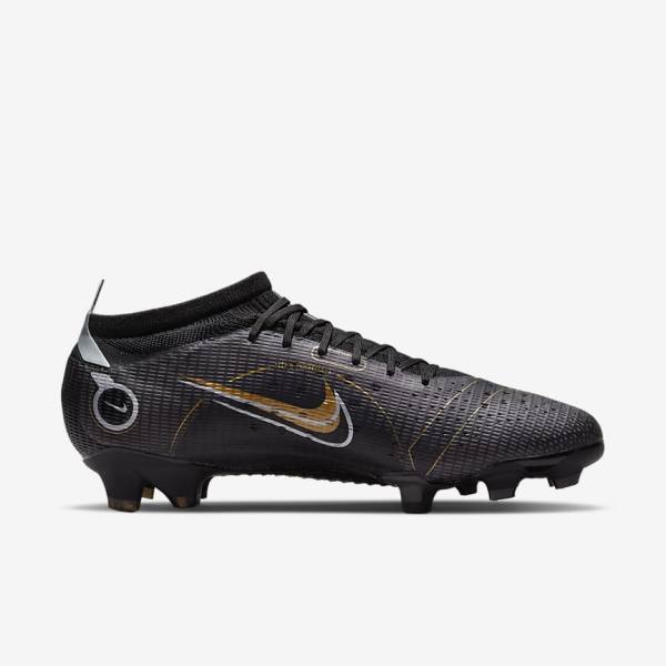 Black / Metal Silver / Grey / Metal Gold Nike Mercurial Vapor 14 Pro FG Firm-Ground Women's Football Shoes | NK849TBC