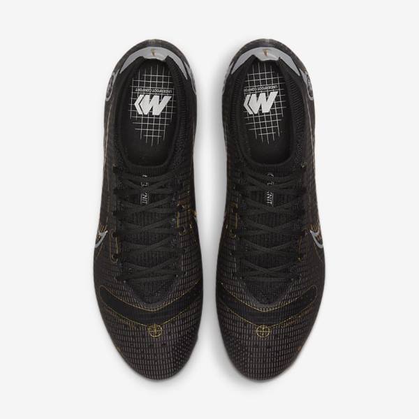 Black / Metal Silver / Grey / Metal Gold Nike Mercurial Vapor 14 Pro FG Firm-Ground Women's Football Shoes | NK849TBC