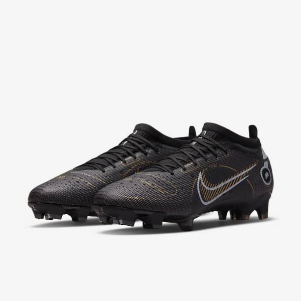 Black / Metal Silver / Grey / Metal Gold Nike Mercurial Vapor 14 Pro FG Firm-Ground Women's Football Shoes | NK849TBC