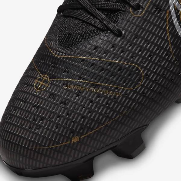 Black / Metal Silver / Grey / Metal Gold Nike Mercurial Vapor 14 Pro FG Firm-Ground Women's Football Shoes | NK849TBC