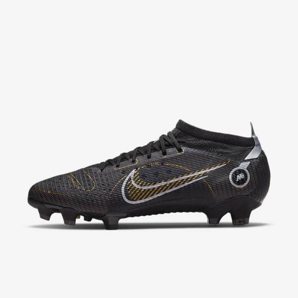 Black / Metal Silver / Grey / Metal Gold Nike Mercurial Vapor 14 Pro FG Firm-Ground Women\'s Football Shoes | NK849TBC