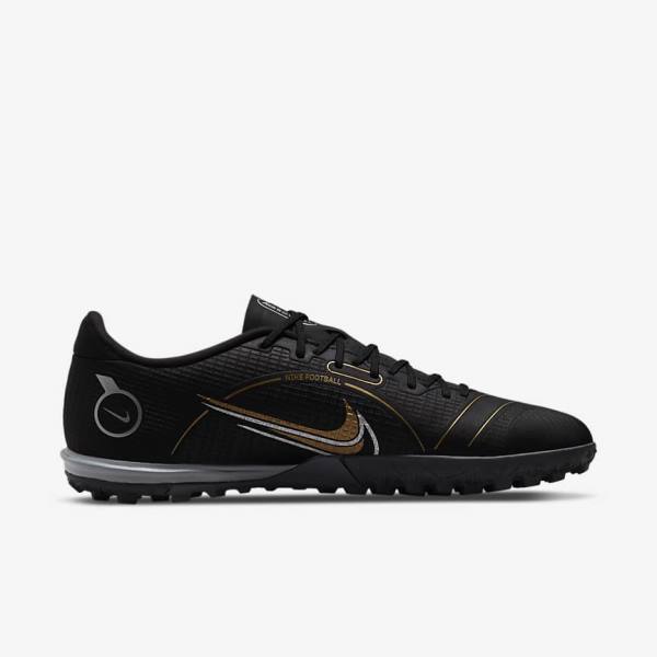 Black / Metal Silver / Grey / Metal Gold Nike Mercurial Vapor 14 Academy TF Turf Men's Football Shoes | NK854LCM