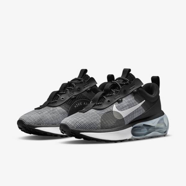 Black / Metal Silver / Grey / White Nike Air Max 2021 Women's Sneakers | NK780QMN