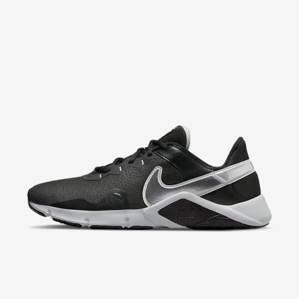 Black / Metal Silver / Metal Grey Nike Legend Essential 2 Men\'s Training Shoes | NK619BYH