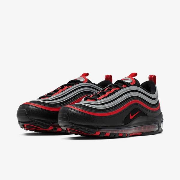 Black / Metal Silver / Red Nike Air Max 97 Men's Sneakers | NK639TVE