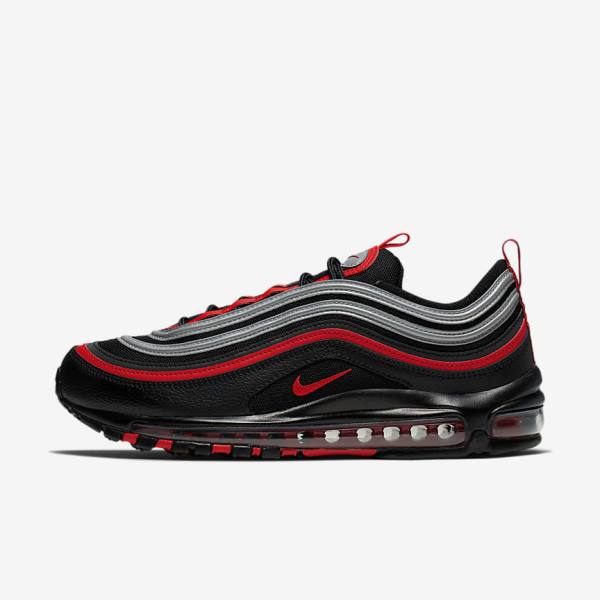 Black / Metal Silver / Red Nike Air Max 97 Men\'s Sneakers | NK639TVE