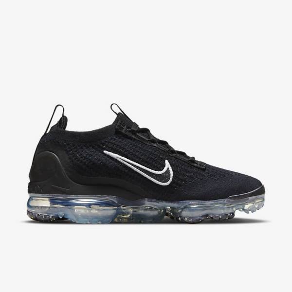 Black / Metal Silver / White Nike Air VaporMax 2021 FK Women's Sneakers | NK215ZPU