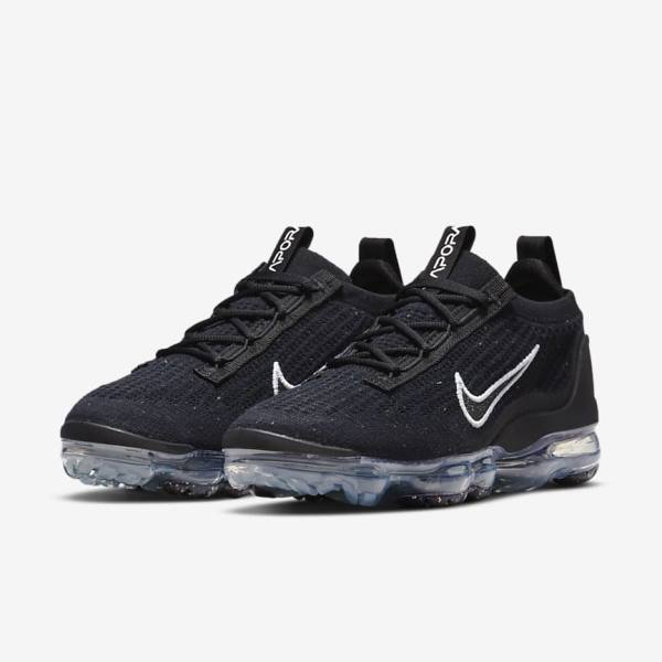 Black / Metal Silver / White Nike Air VaporMax 2021 FK Women's Sneakers | NK215ZPU