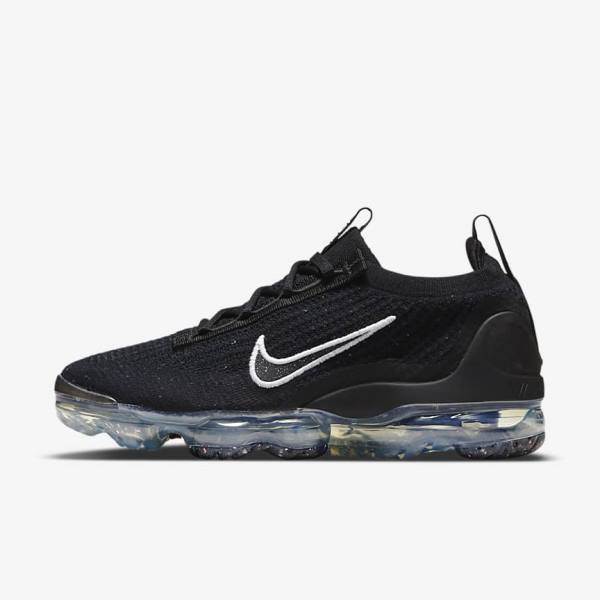 Black / Metal Silver / White Nike Air VaporMax 2021 FK Women\'s Sneakers | NK215ZPU