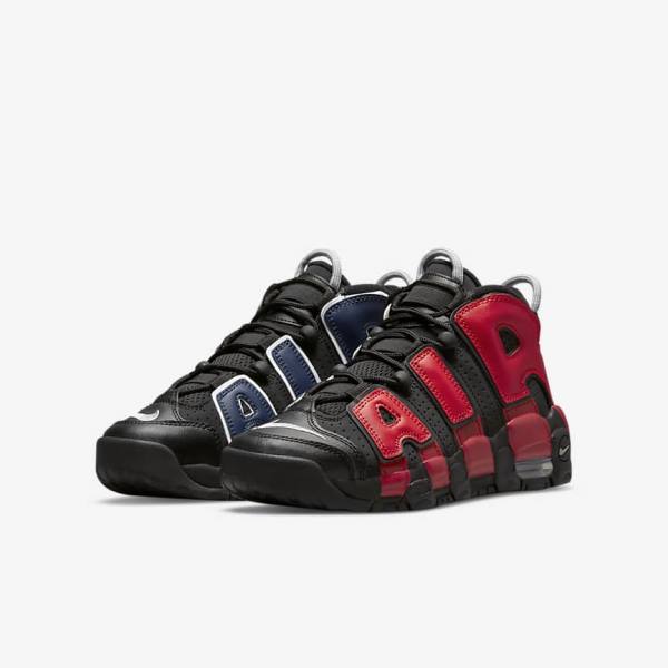 Black / Navy / White / Red Nike Air More Uptempo Older Kids' Sneakers | NK289KTA