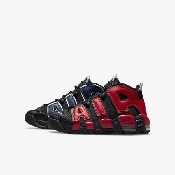 Black / Navy / White / Red Nike Air More Uptempo Older Kids\' Sneakers | NK289KTA