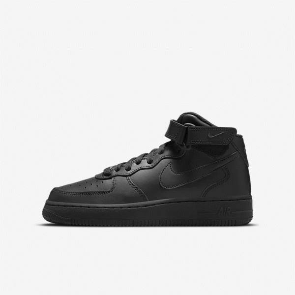 Black Nike Air Force 1 Mid LE Older Kids\' Sneakers | NK790NWP