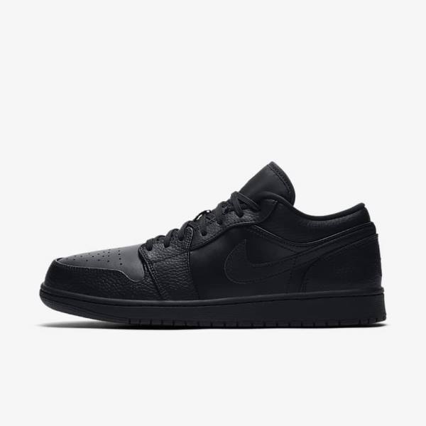 Black Nike Air Jordan 1 Low Men\'s Sneakers | NK301YZV