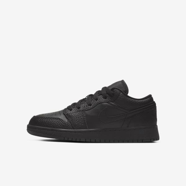 Black Nike Air Jordan 1 Low Older Kids\' Sneakers | NK015ZMY