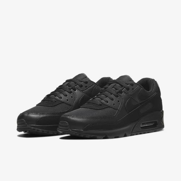 Black Nike Air Max 90 Men's Sneakers | NK497IAD