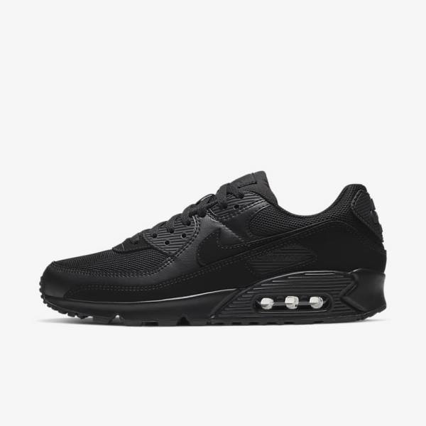 Black Nike Air Max 90 Men\'s Sneakers | NK497IAD