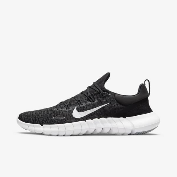 Black Nike Free Run 5.0 Road Men\'s Running Shoes | NK732YFU