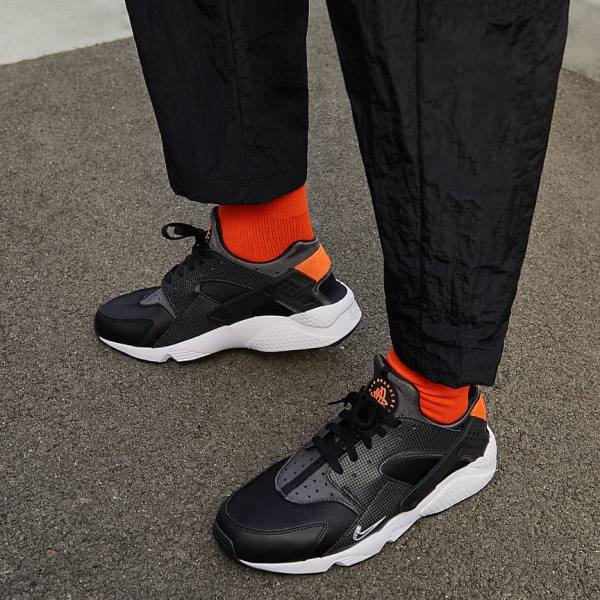 Black / Orange / Grey / White Nike Air Huarache Men's Sneakers | NK604WID