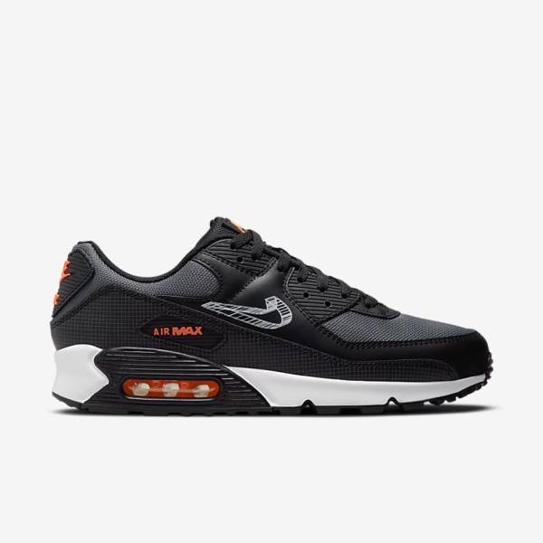 Black / Orange / Grey / White Nike Air Max 90 Men's Sneakers | NK690OIR