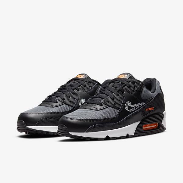 Black / Orange / Grey / White Nike Air Max 90 Men's Sneakers | NK690OIR