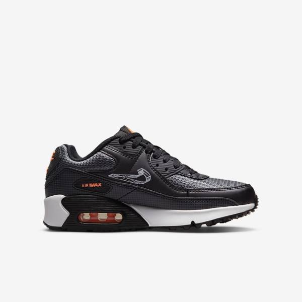 Black / Orange / Grey / White Nike Air Max 90 Older Kids' Sneakers | NK825LVA