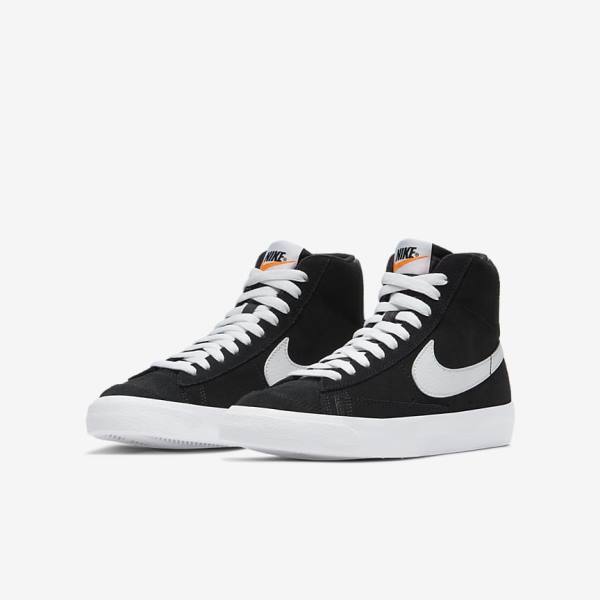 Black / Orange / White Nike Blazer Mid 77 Suede Older Kids' Sneakers | NK721AKF