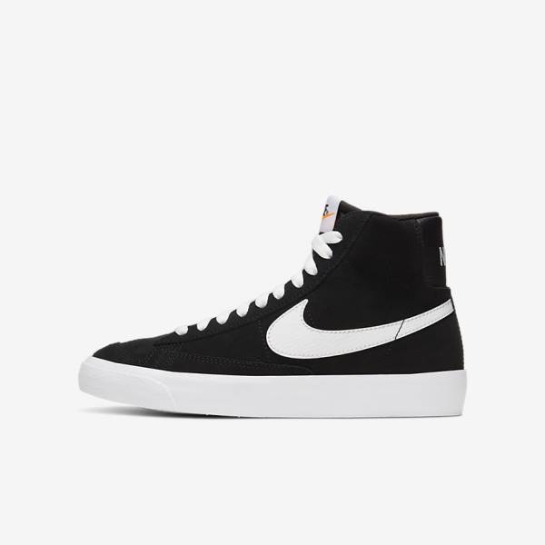 Black / Orange / White Nike Blazer Mid 77 Suede Older Kids\' Sneakers | NK721AKF