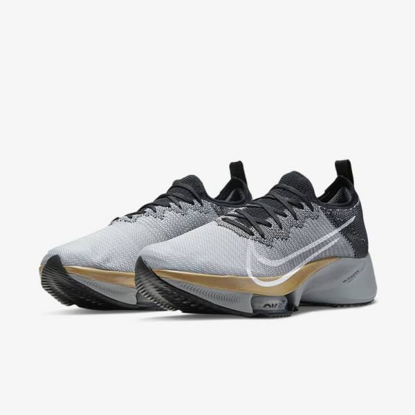 Black / Platinum / Grey / White Nike Air Zoom Tempo NEXT% Road Men's Running Shoes | NK584YGF