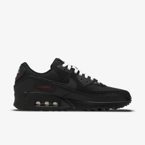 Black / Red / White Nike Air Max 90 Men's Sneakers | NK965BPG