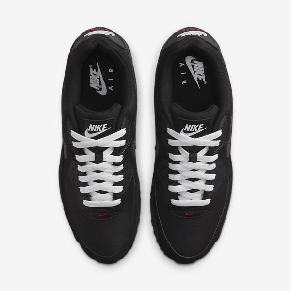 Black / Red / White Nike Air Max 90 Men's Sneakers | NK965BPG