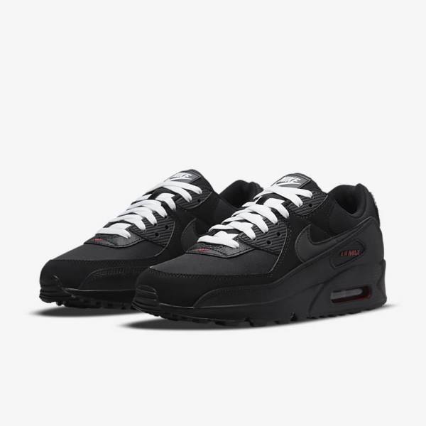 Black / Red / White Nike Air Max 90 Men's Sneakers | NK965BPG