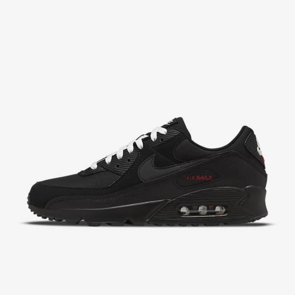 Black / Red / White Nike Air Max 90 Men\'s Sneakers | NK965BPG