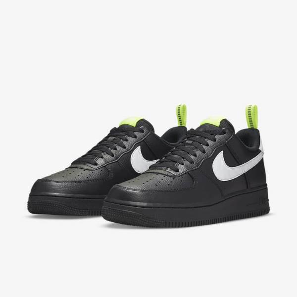 Black / Silver / White Nike Air Force 1 Men's Sneakers | NK187DVH