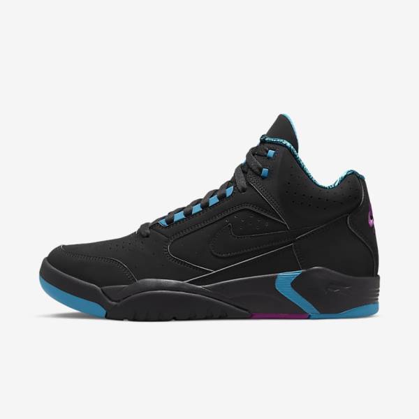 Black / Turquoise / Red Purple / Black Nike Air Flight Lite Mid Men\'s Sneakers | NK293NXR