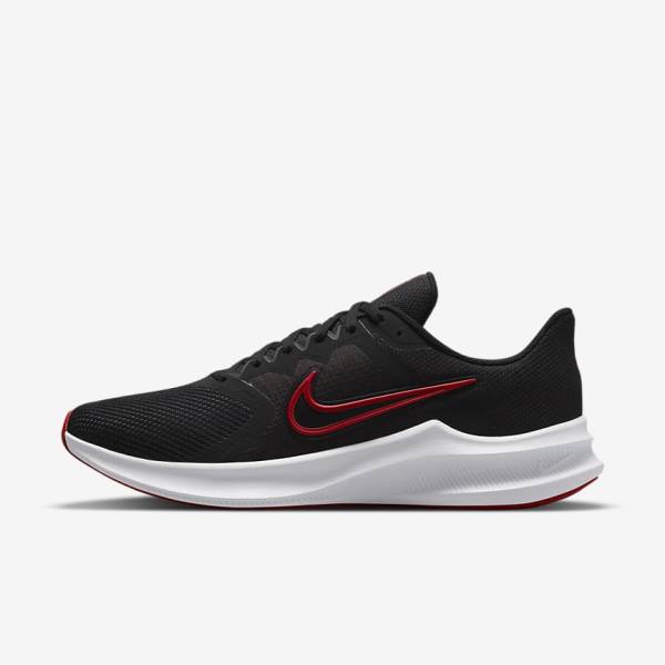 Black / White / Dark Grey / Red Nike Downshifter 11 Road Men\'s Running Shoes | NK024SQY