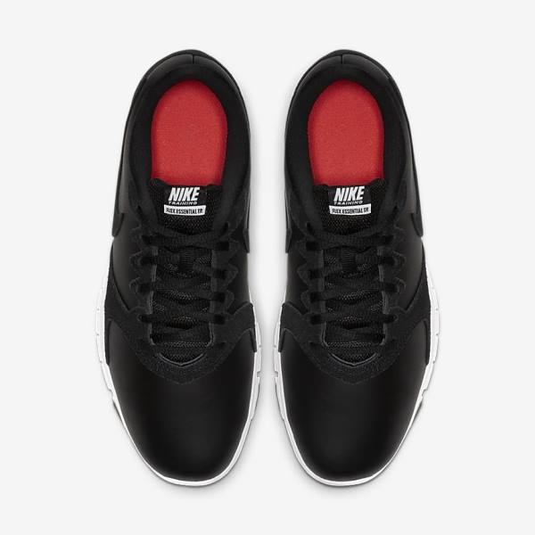 Black / White / Light Red / Black Nike Flex Essential TR Leather Women's Training Shoes | NK021TDZ