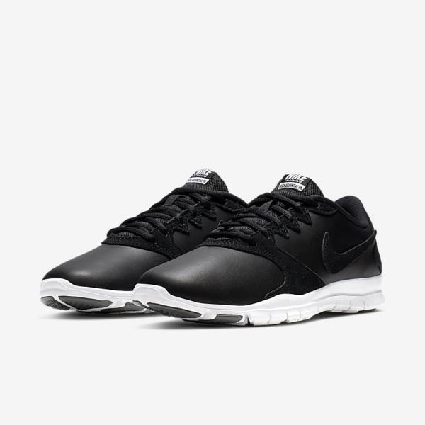 Black / White / Light Red / Black Nike Flex Essential TR Leather Women's Training Shoes | NK021TDZ