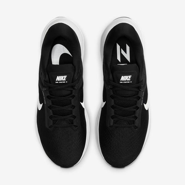 Black / White Nike Air Zoom Structure 24 Road Men's Running Shoes | NK142TDO