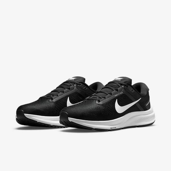 Black / White Nike Air Zoom Structure 24 Road Men's Running Shoes | NK142TDO