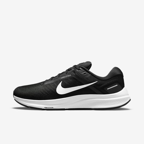 Black / White Nike Air Zoom Structure 24 Road Men\'s Running Shoes | NK142TDO